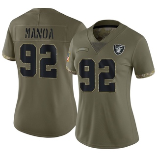 Limited Tyler Manoa Women's Las Vegas Raiders 2022 Salute To Service Jersey - Olive